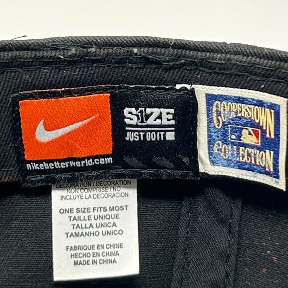 Nike San Francisco SF Giants Hat Baseball Cap Script Spellout Snapback MLB Black - Picture 8 of 9